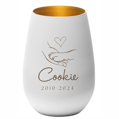 Erinnerungslicht Hundepfote mit Herz und Wunschtext