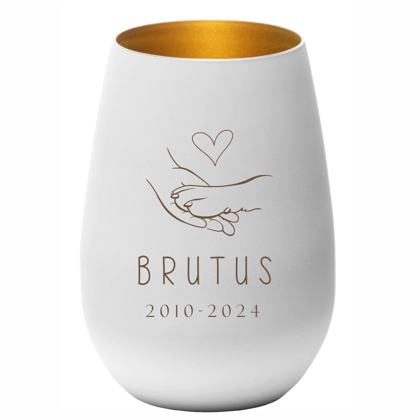 Erinnerungslicht Hundepfote mit Herz und Wunschtext