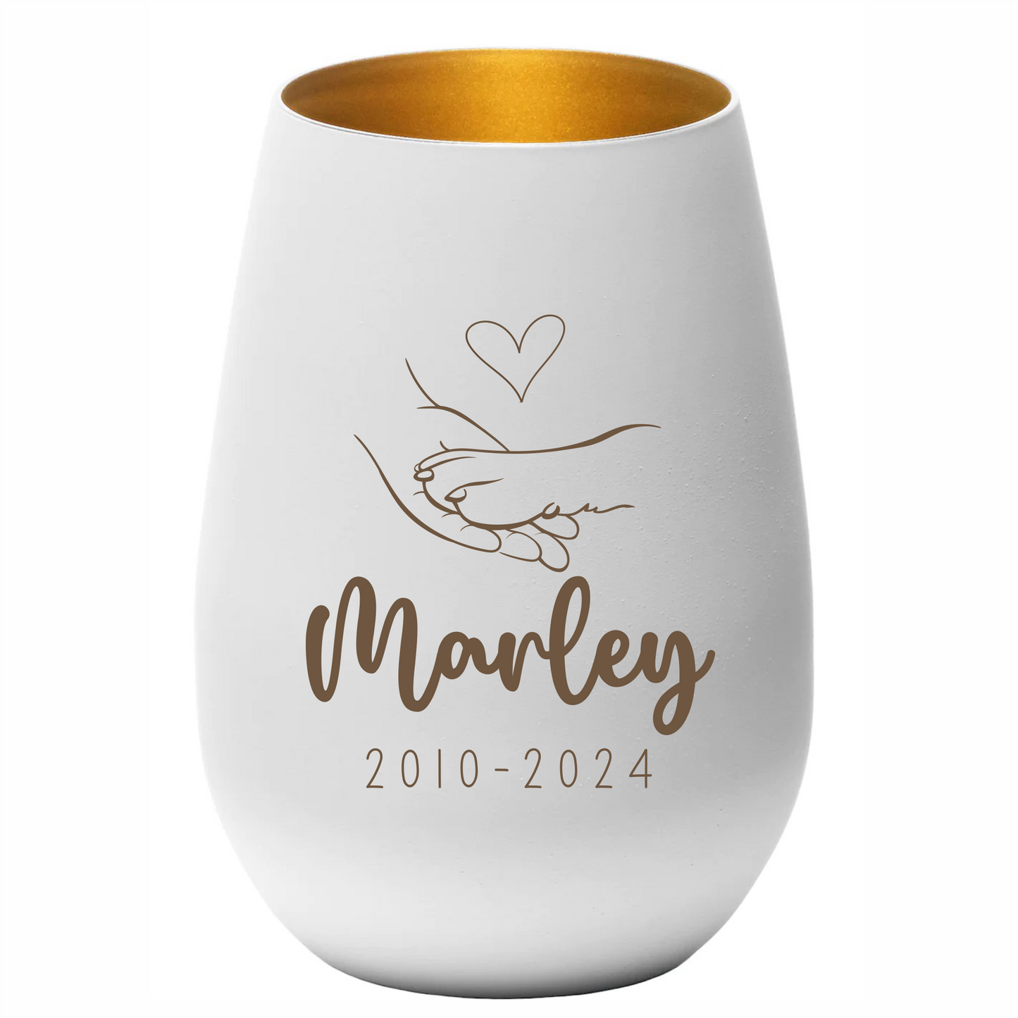 Erinnerungslicht Hundepfote mit Herz und Wunschtext