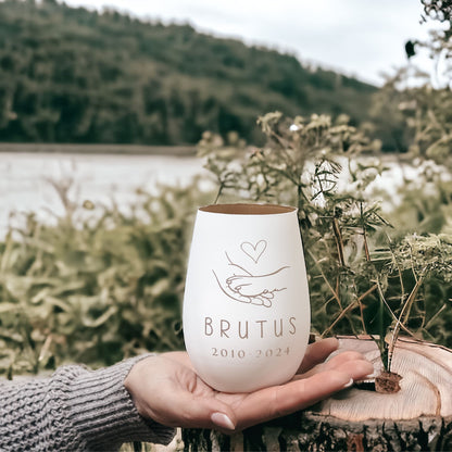 Erinnerungslicht Hundepfote mit Herz und Wunschtext