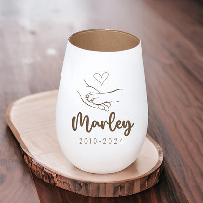 Erinnerungslicht Hundepfote mit Herz und Wunschtext